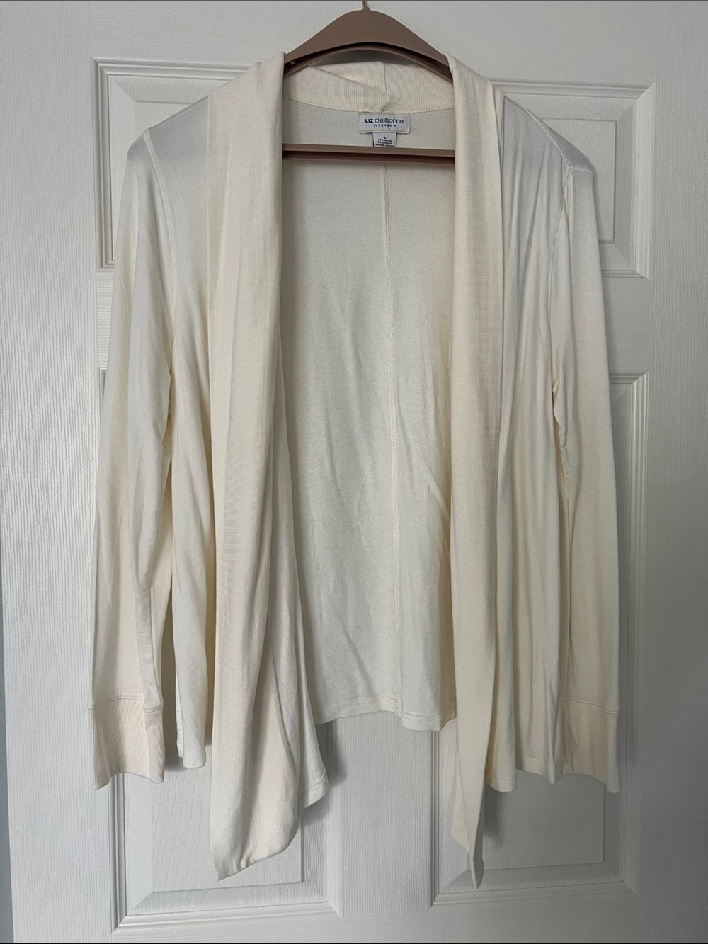 Liz Claiborne Ivory Open-Front Draped Cardigan